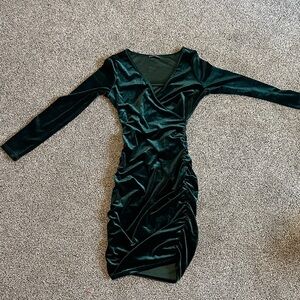Elegant Green Velvet Dress